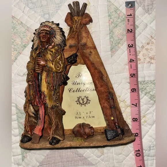 Native American Chief Photo Frame Rustic Southwestern Lodge Decor Teepee 3.5x5 - Picture 6 of 9